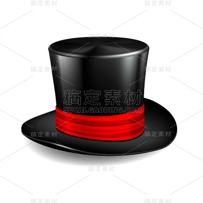 带红丝带的黑色圆柱帽