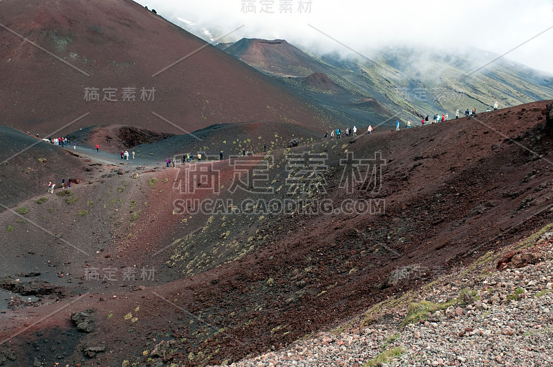 埃特纳火山的西尔维斯特里火山口