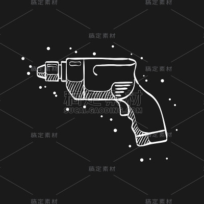 草图图标在黑色-电钻
