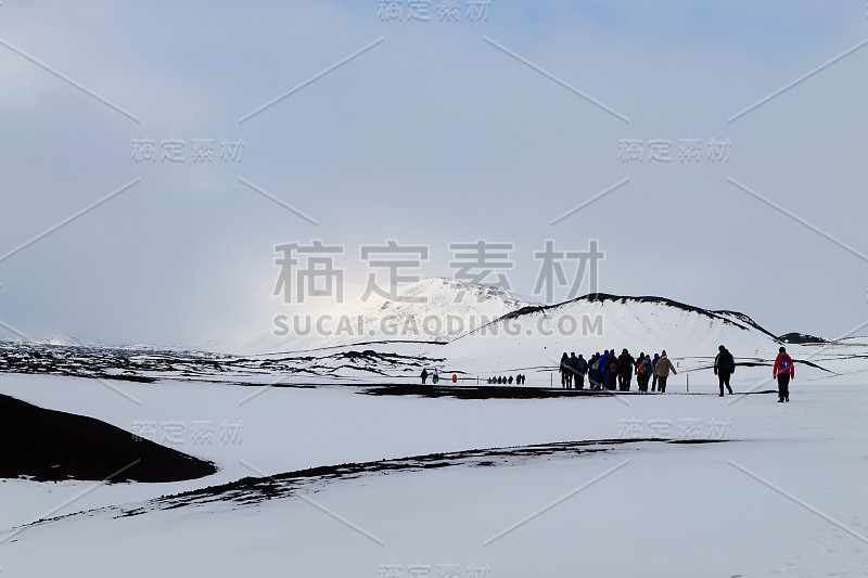 冰岛Askja火山口地区，有雪的景观