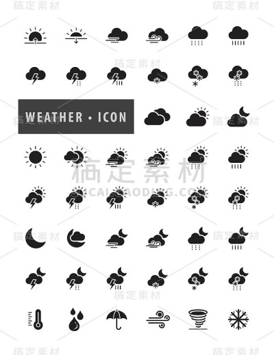 现代天气预报图标和符号符号