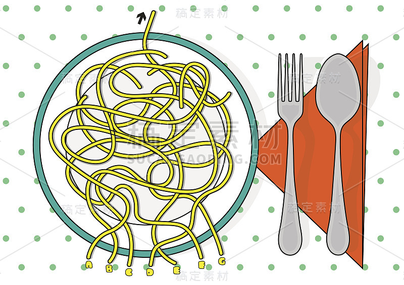 儿童迷宫游戏no .02意大利面迷宫拼图