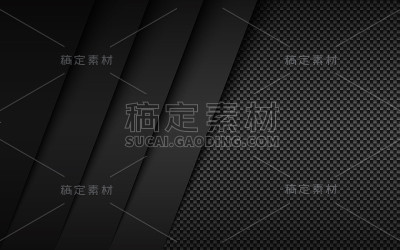 黑色和灰色的现代材料设计，碳纤维纹理。重叠层背景。矢量抽象宽屏背景
