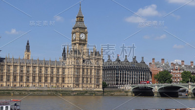 英国议会。大本钟塔楼。