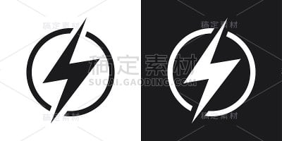 闪电图标,向量。