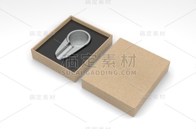 空白雪茄烟灰缸礼盒。3d渲染插图。