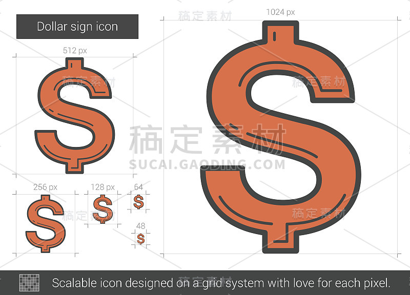 美元符号线图标