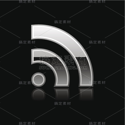 银色RSS下载标志光泽图标铬象形图web按钮