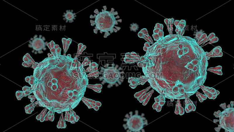 2019冠状病毒3D渲染