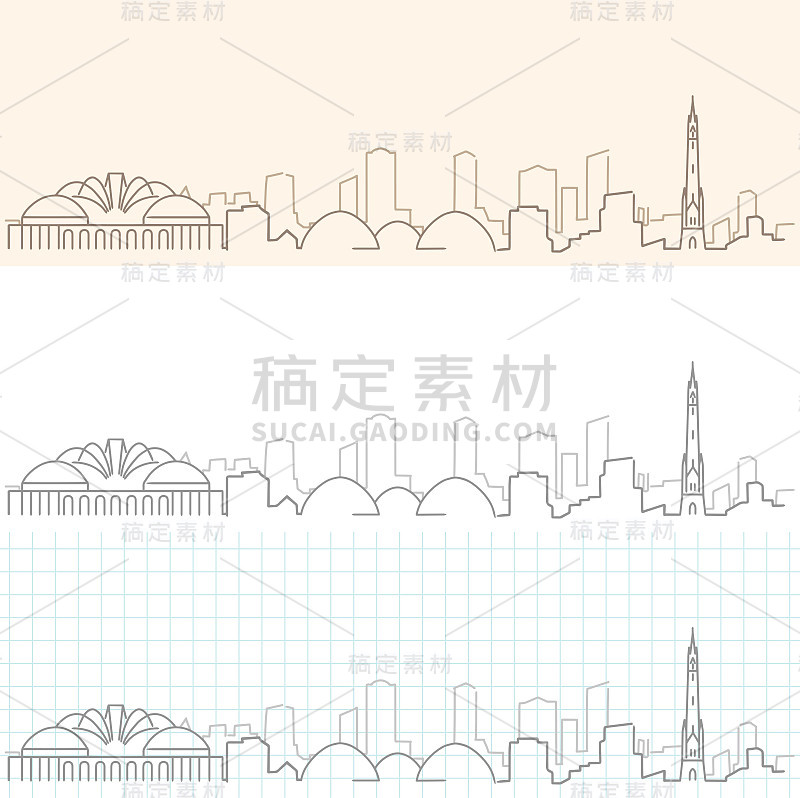 密尔沃基手绘天际线