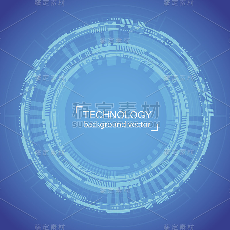 抽象圆技术蓝色背景。数字网络和高科技概念。