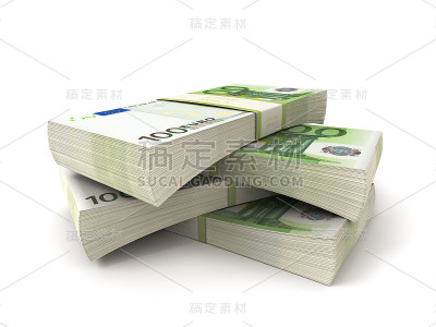 一堆100欧元的钞票
