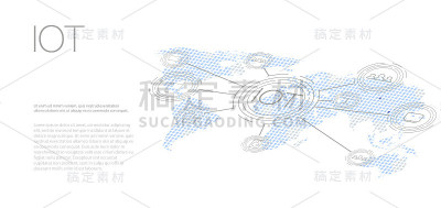 物联网(IOT)、设备和网络连接概念，以云为中心。