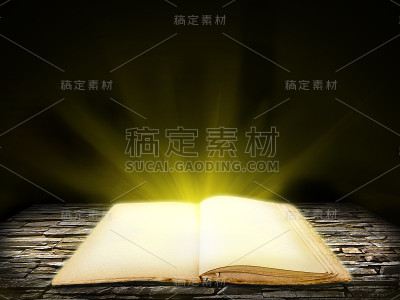 旧打开的书与空白页上的石头垃圾背景