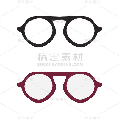 手绘眼镜轮廓集。
