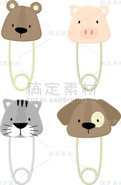可爱的小动物安全别针