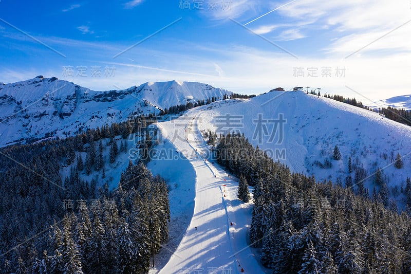 Megeve (Megève)滑雪站在法国阿尔卑斯山的高级萨瓦