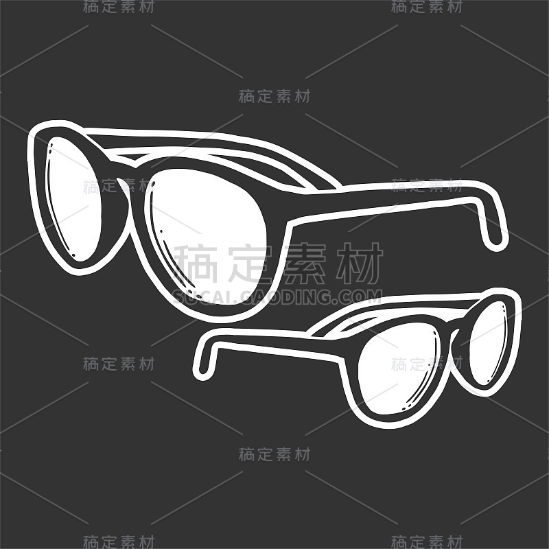 Fashion sunglasses. Vector concept in doodle and s