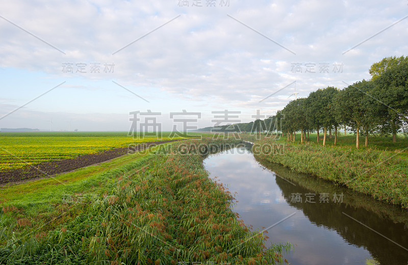 运河穿过秋天的乡村风景