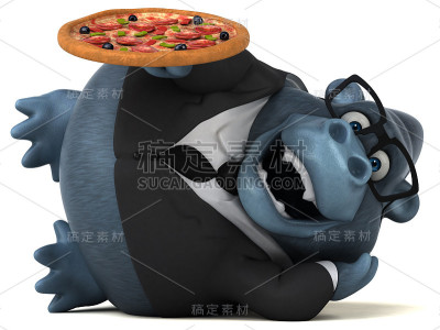 有趣的大猩猩- 3D插图