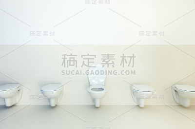 公共卫生间，一排厕所