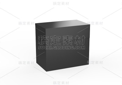 黑色矩形盒上孤立的白色背景，封闭的白色茶盒模型，3d插图