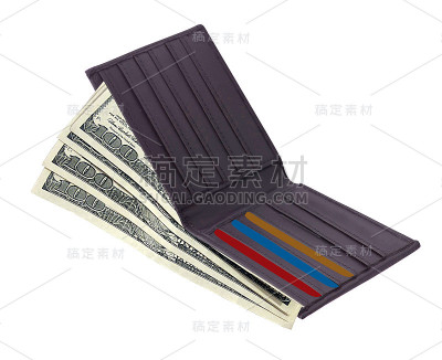 带信用卡的棕色钱包
