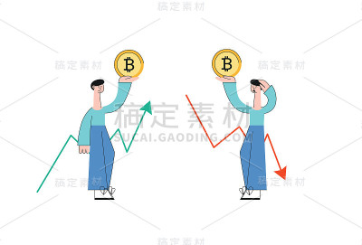 向量微笑和悲伤的人比特币图表