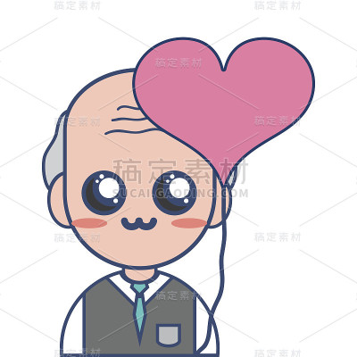 穿着制服和心形气球的老教师