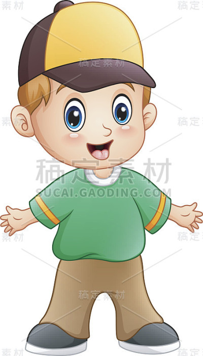 卡通小男孩挥手