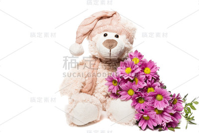 带花的泰迪熊
