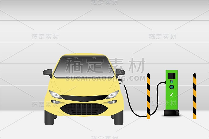 电动汽车和充电站。、科技电动汽车、汽车概念