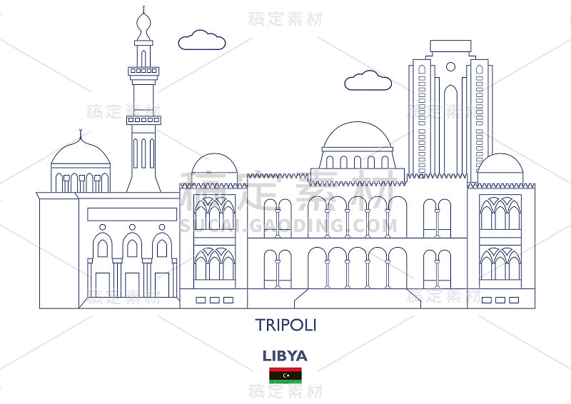 利比亚的黎波里城市天际线