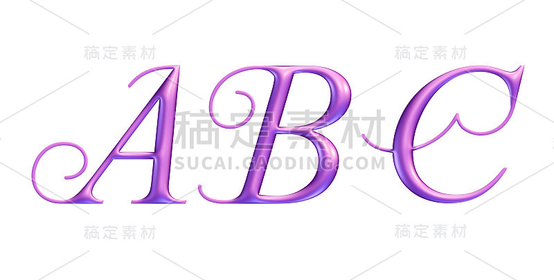 3d字母表，粉色字母A B C, 3d插图