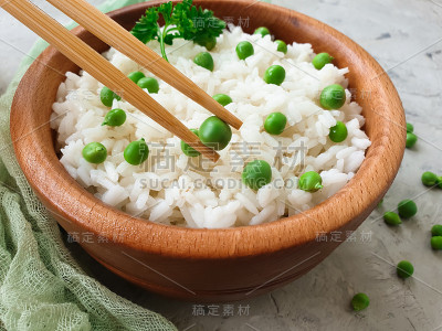 米饭，青豆，棍子