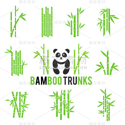 竹矢量图标设置孤立的白色背景。