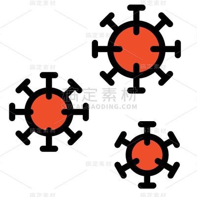 病毒或细菌矢量插图，填充样式图标