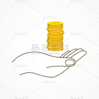 Hand holding coins