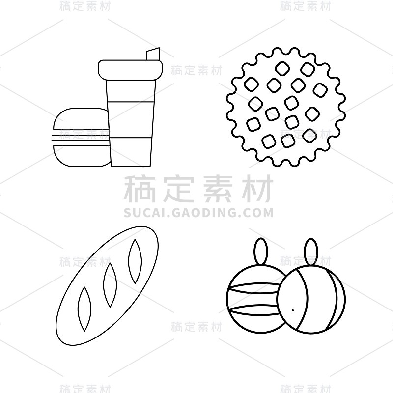 食物和饮料线性图标设置