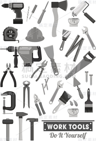 修理和建设工作工具矢量图标
