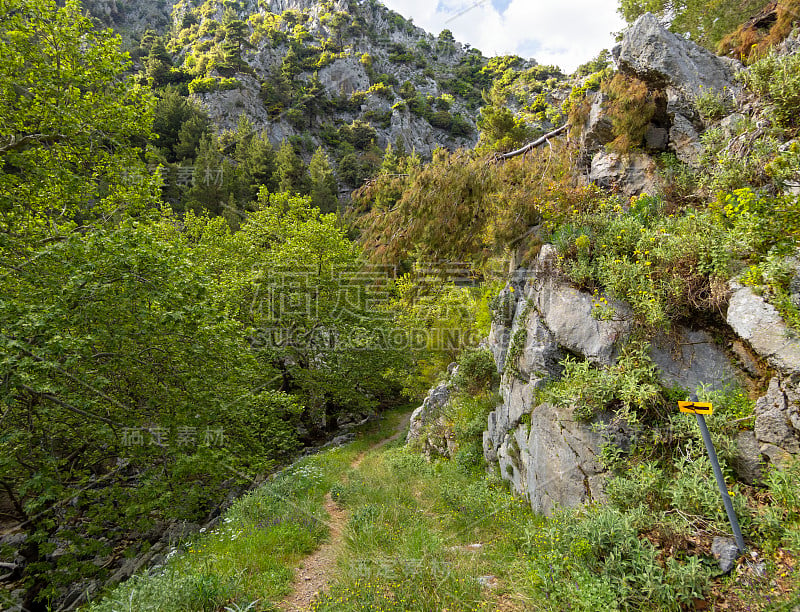 希腊埃维亚岛的阿加利峡谷徒步旅行路线