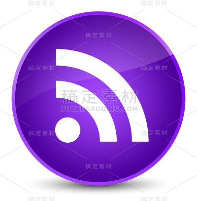 RSS图标优雅的紫色圆形按钮