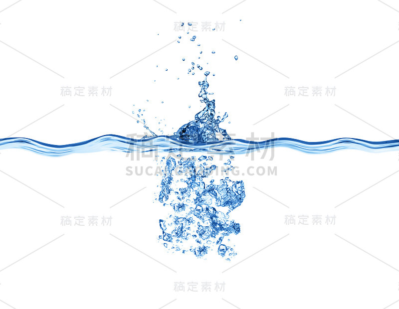 水下飞溅孤立的白色