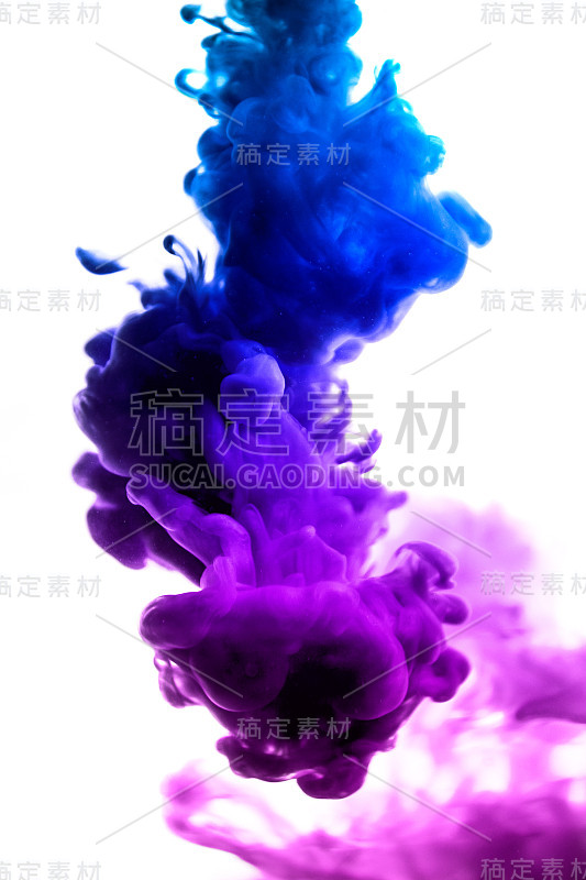 水中的彩色染料。摘要背景。墙纸。概念艺术