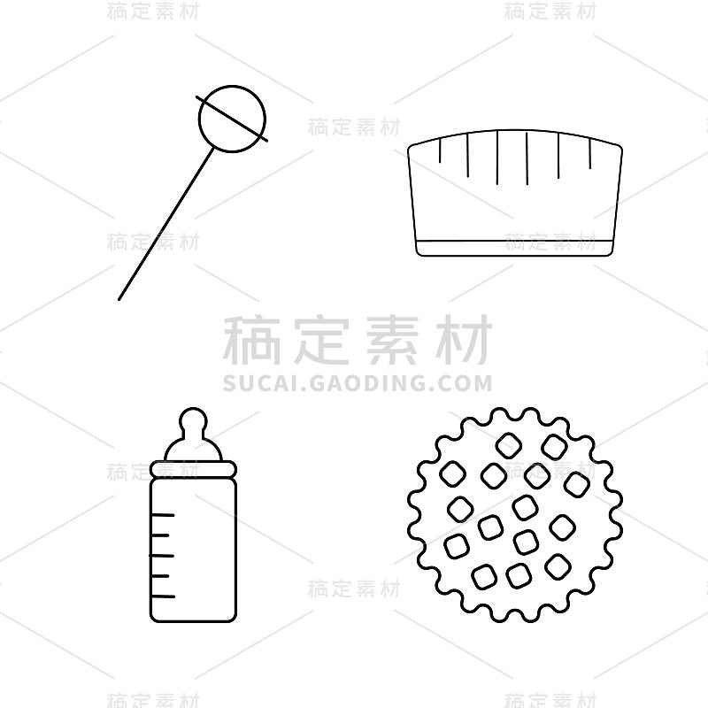 食物和饮料线性图标设置