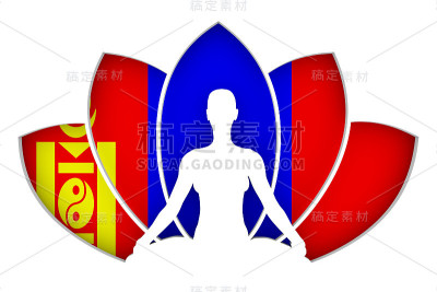 女人和荷花的剪影。