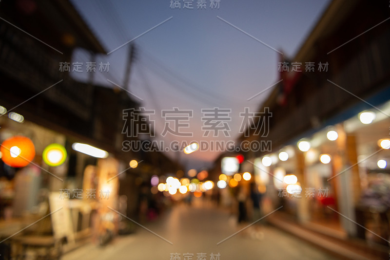 抽象模糊的夜市背景。