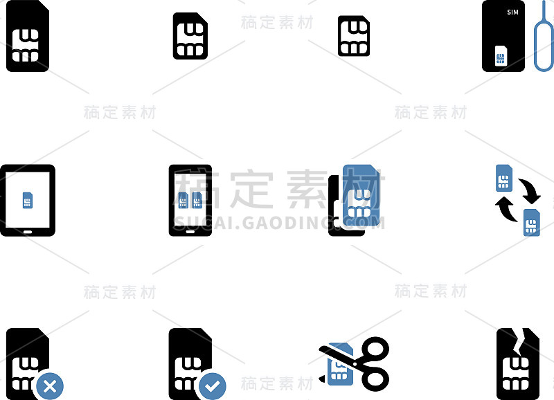 Mobile communications cards duotone icons on white