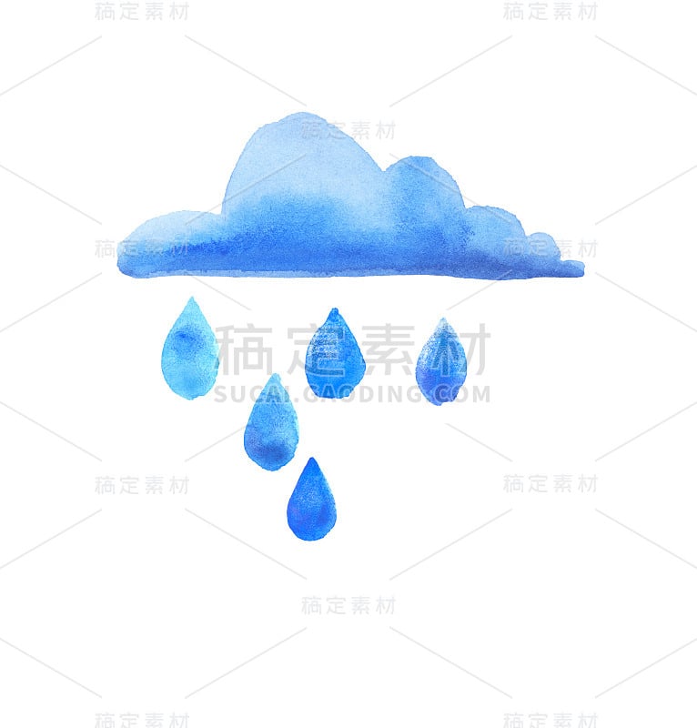 雨云水彩。手绘油漆雨。