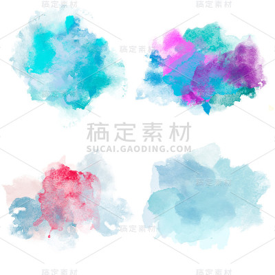 冬季冷水彩斑点。一套水彩飞溅